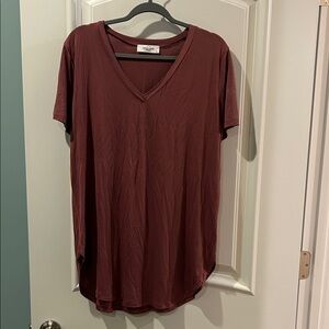 Carly Jean Los Angeles Burgundy V-Neck Tee